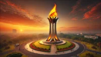 A stunning image of the Bandung Lautan Api Monument in the Tegallega area of Bandung, Indonesia. A stunning image of the Bandung Lautan Api Monument in the Tegallega area of Bandung, Indonesia.
