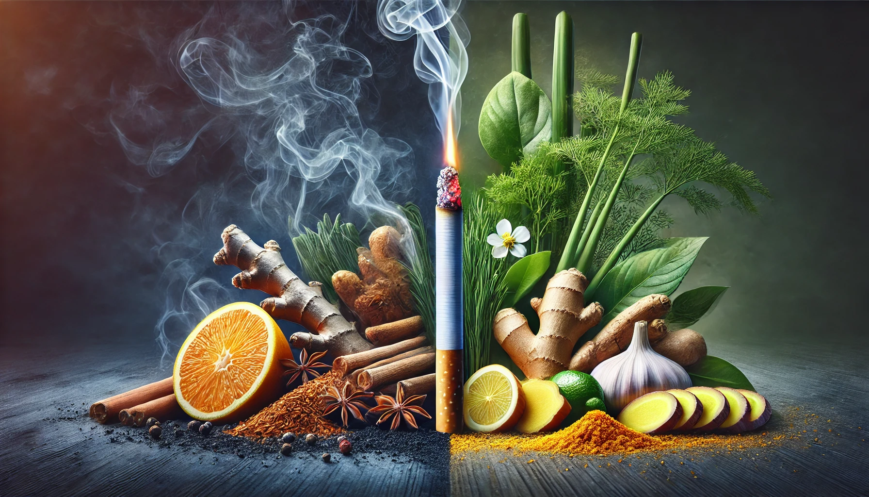 A visually striking showcasing the concept of detoxification for smokers.