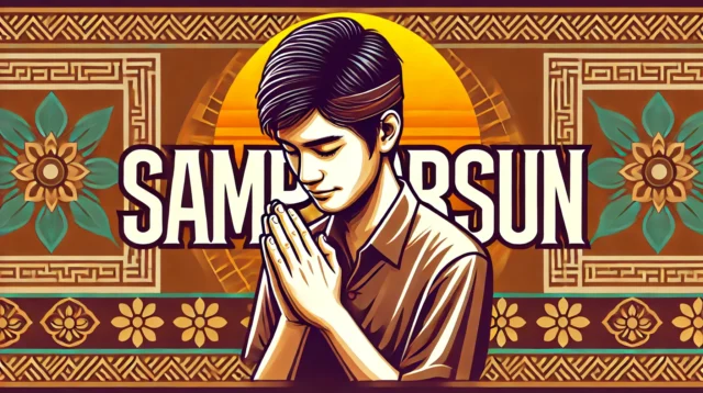 A digital illustration of a person with a humble expression, slightly bowing with hands clasped together, symbolizing a plea for forgiveness.