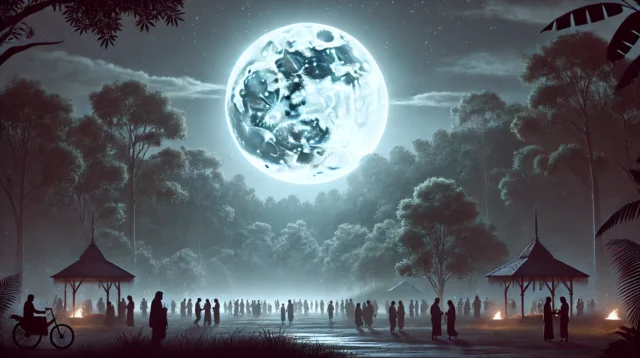 Full Moon with silhouettes of people